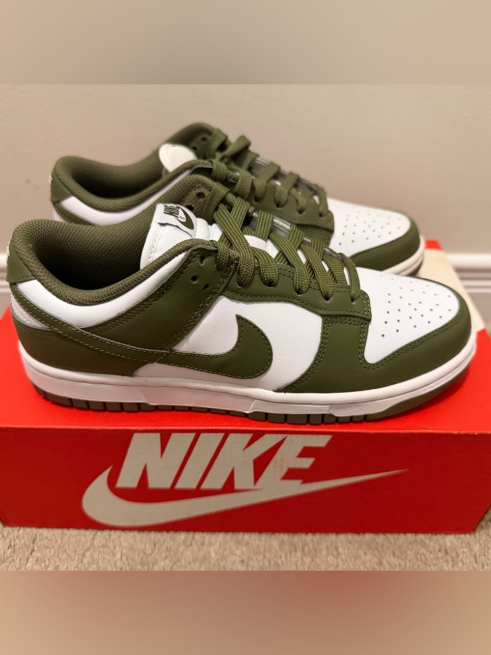 Nike Dunk Low Olive & White Sneakers